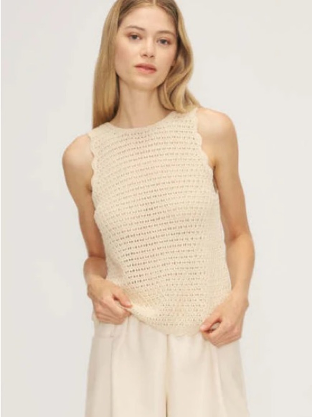 Mirali Knit Sweater Top- Cream